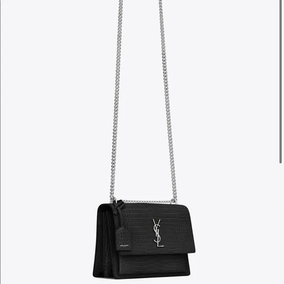 Saint Laurent Sunset Medium Crocodile-Embossed Crossbody Bag - Picture 4 of 11